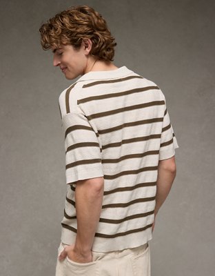 AE Weekend Striped Sweater Polo Shirt