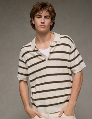 AE Weekend Striped Sweater Polo Shirt