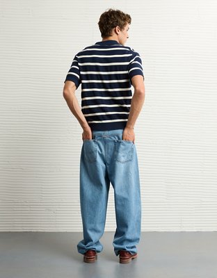 AE Weekend Striped Sweater Polo Shirt