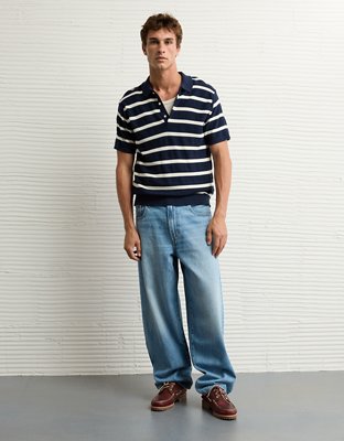 AE Weekend Striped Sweater Polo Shirt