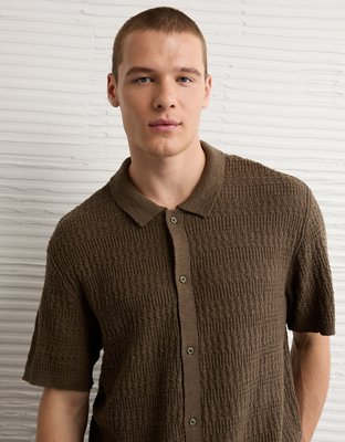 AE Weekend Button-Up Sweater Polo Shirt
