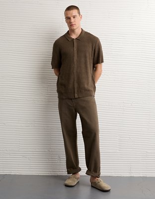 AE Weekend Button-Up Sweater Polo Shirt