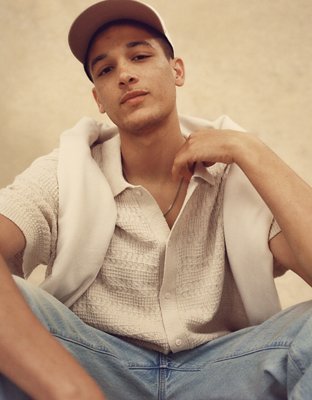 AE Weekend Button-Up Sweater Polo Shirt