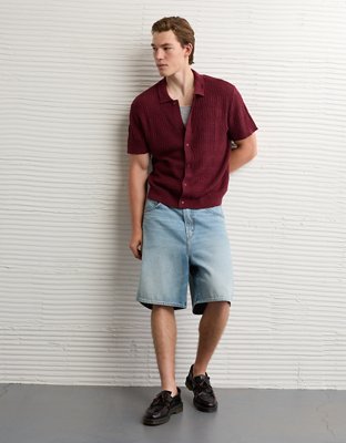 AE Weekend Button-Up Sweater Polo Shirt