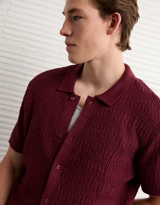 AE Weekend Button-Up Sweater Polo Shirt