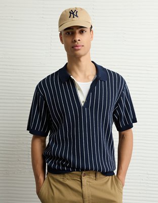 AE Weekend Striped Sweater Polo Shirt