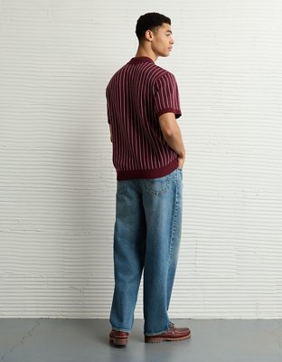 AE Weekend Striped Sweater Polo Shirt