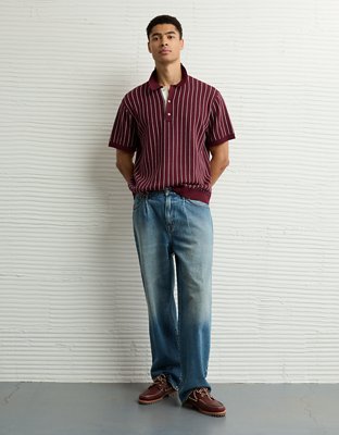 AE Weekend Striped Sweater Polo Shirt