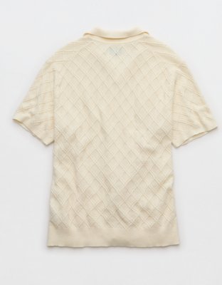 AE Weekend Cable Knit Sweater Polo Shirt