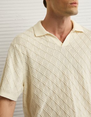 Chandail polo en tricot à torsades de fin de semaine AE