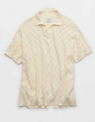 AE Weekend Cable Knit Sweater Polo Shirt