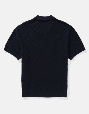 AE Weekend Cable Knit Sweater Polo Shirt