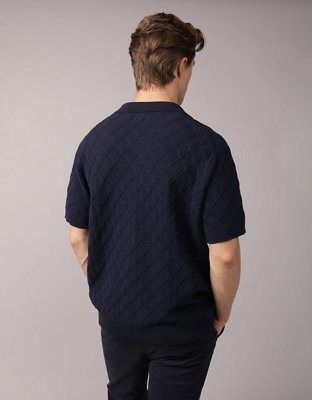 AE Weekend Cable Knit Sweater Polo Shirt