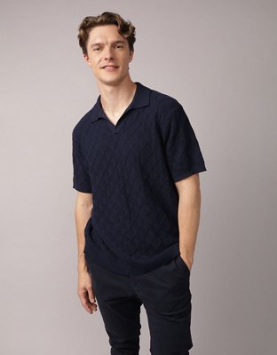 AE Weekend Cable Knit Sweater Polo Shirt