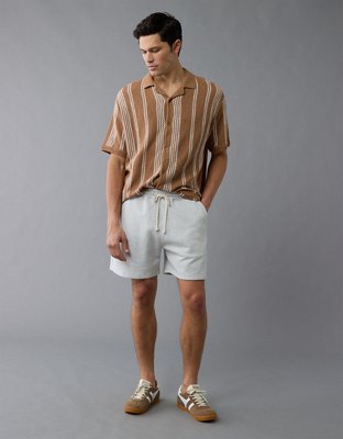 AE Camisa Polo Tejida Rayada con Botones de Fin de Semana