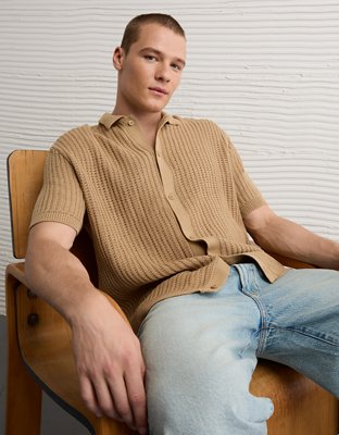 AE Weekend Button-Up Sweater Polo Shirt