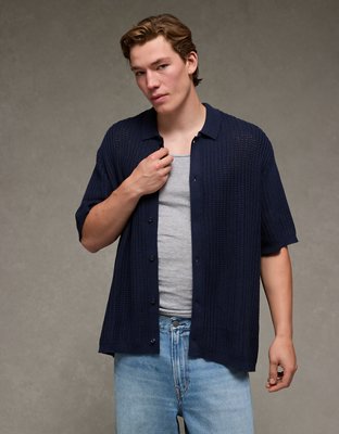 AE Weekend Button-Up Sweater Polo Shirt