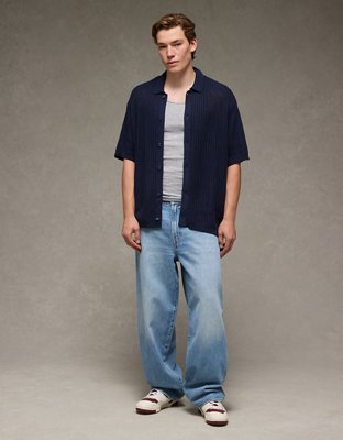 AE Weekend Button-Up Sweater Polo Shirt