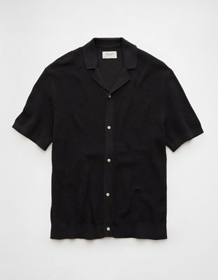 AE Shaker Button-Up Sweater Polo Shirt