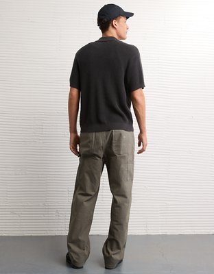 AE Shaker Button-Up Sweater Polo Shirt
