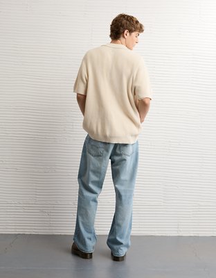 AE Shaker Button-Up Sweater Polo Shirt