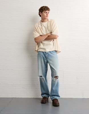 AE Shaker Button-Up Sweater Polo Shirt