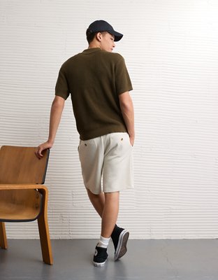 AE Shaker Button-Up Sweater Polo Shirt