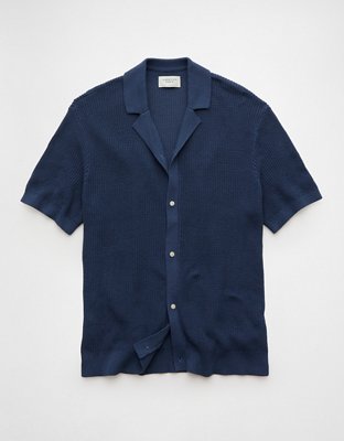 AE Shaker Button-Up Sweater Polo Shirt