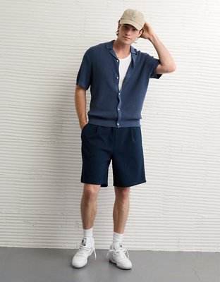 AE Shaker Button-Up Sweater Polo Shirt