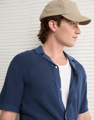 AE Shaker Button-Up Sweater Polo Shirt