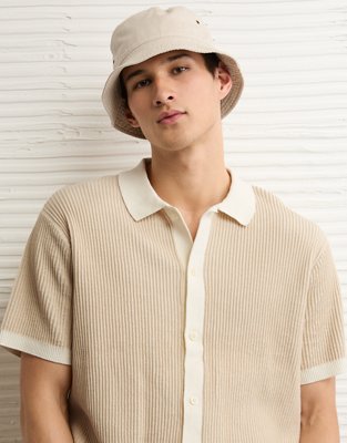 AE Striped Button-Up Sweater Polo