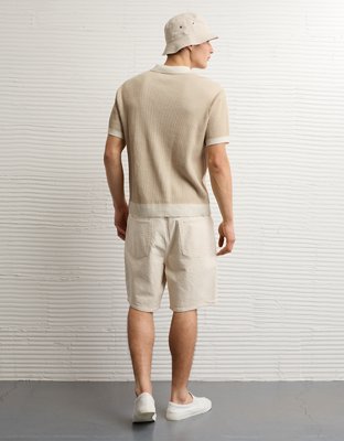 AE Striped Button-Up Sweater Polo