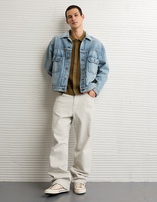 AE Striped Button-Up Sweater Polo