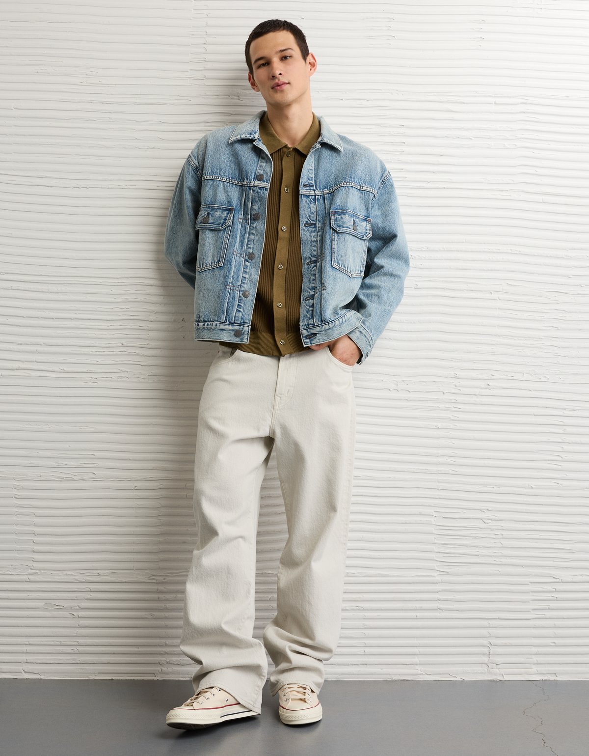 AE Striped Button-Up Sweater Polo - image 5