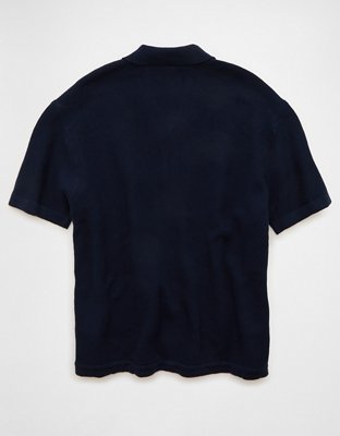 AE Striped Button-Up Sweater Polo