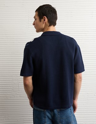 AE Striped Button-Up Sweater Polo