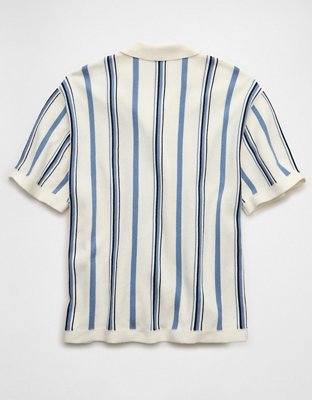 AE Striped Button-Up Sweater Polo