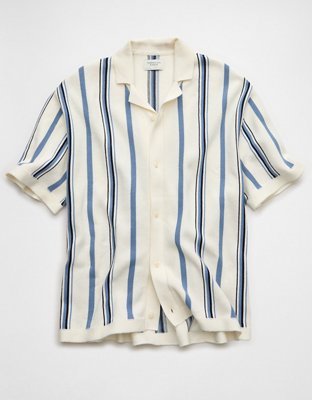 AE Striped Button-Up Sweater Polo