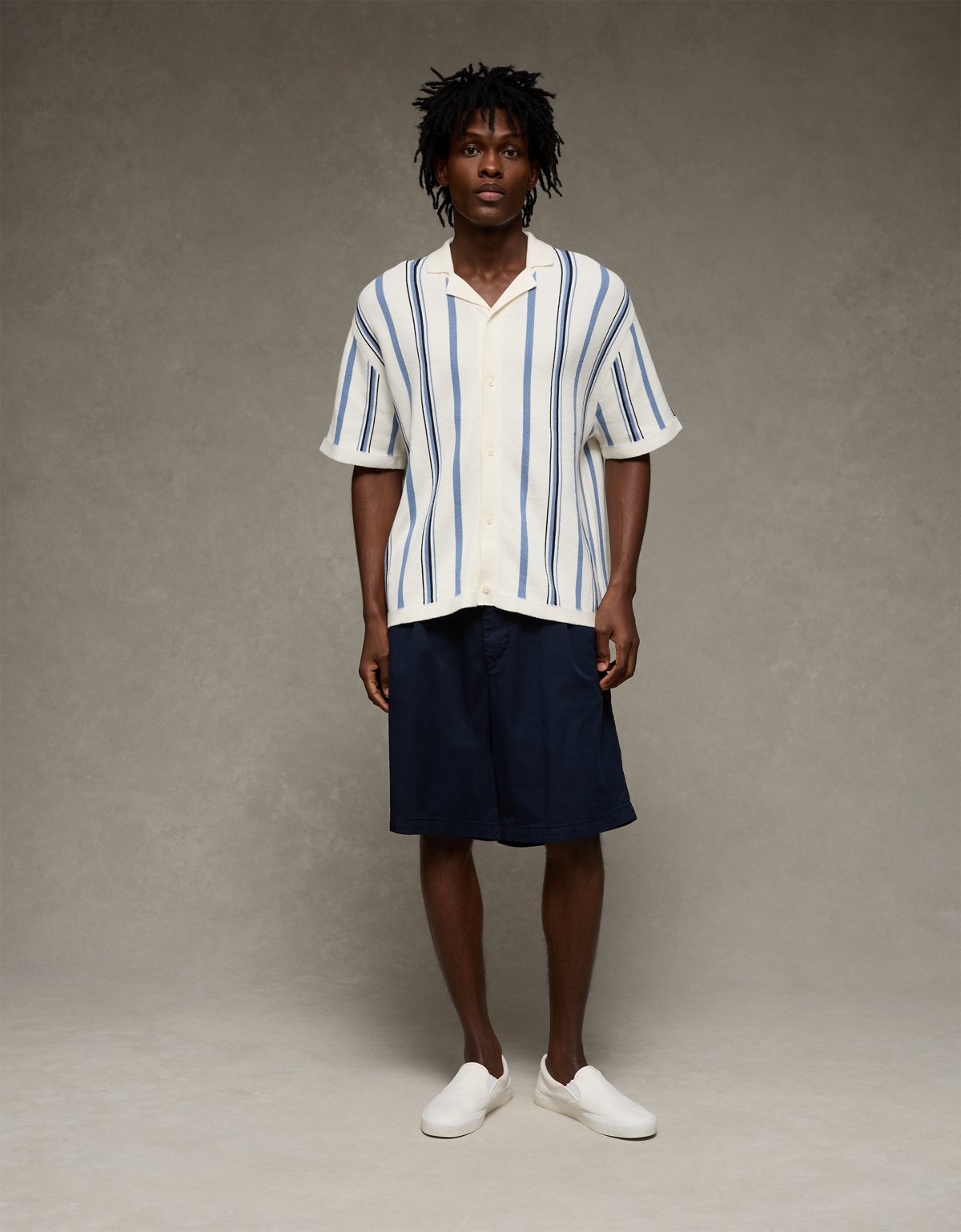 AE Striped Button-Up Sweater Polo - image 5