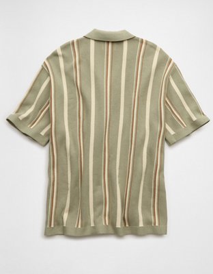 AE Striped Button-Up Sweater Polo