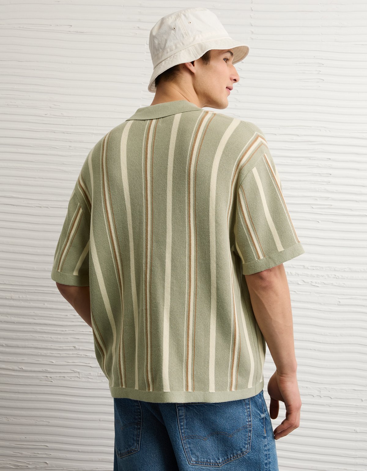 AE Striped Button-Up Sweater Polo - image 2