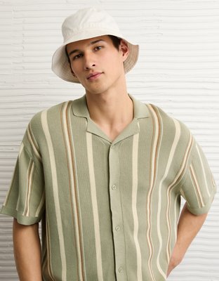 AE Striped Button-Up Sweater Polo