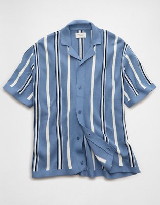 AE Striped Button-Up Sweater Polo