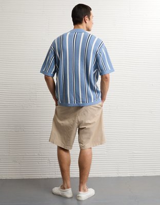 AE Striped Button-Up Sweater Polo