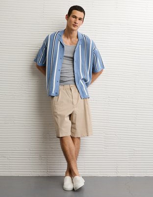 AE Striped Button-Up Sweater Polo