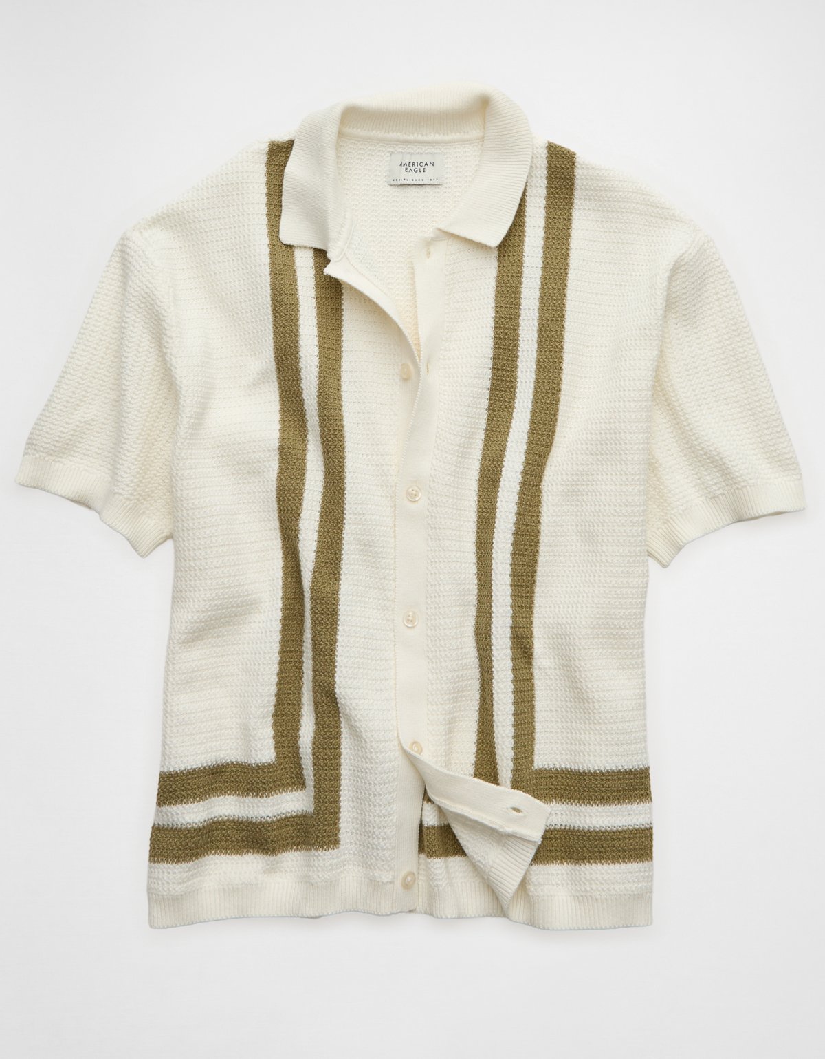 AE Striped Button-Up Sweater Polo - image 3