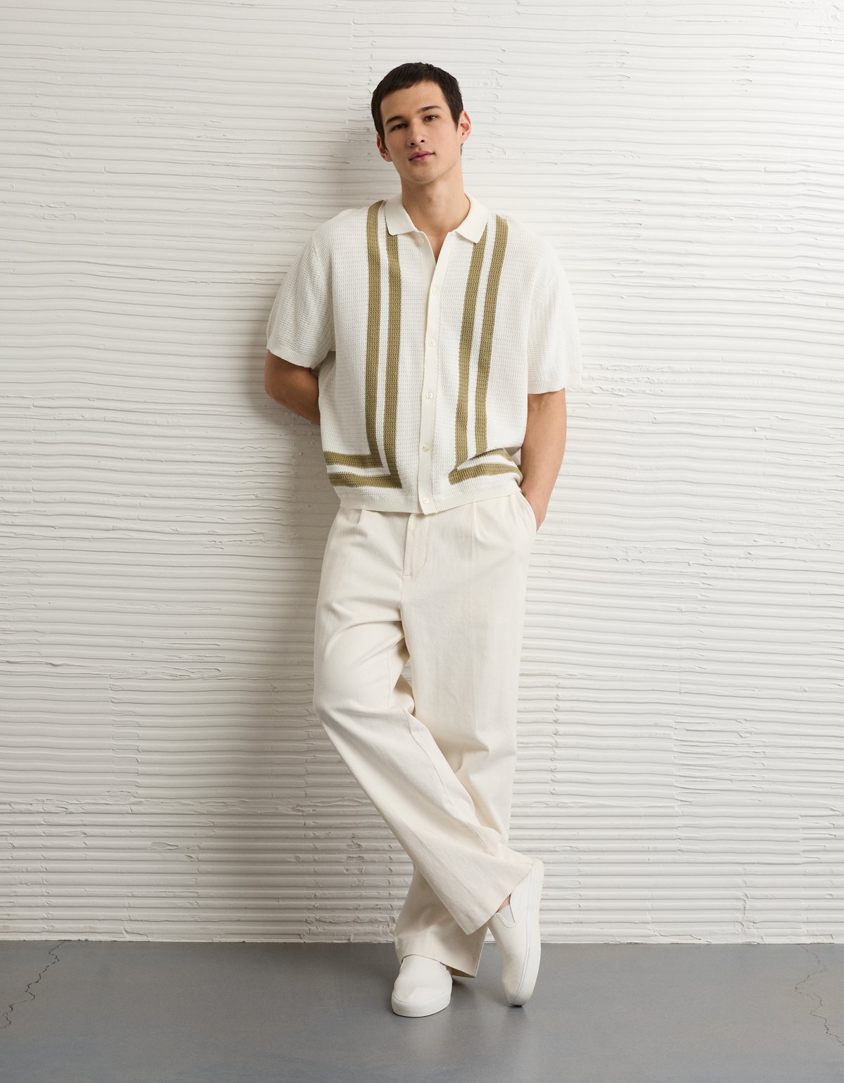 AE Striped Button-Up Sweater Polo - image 5