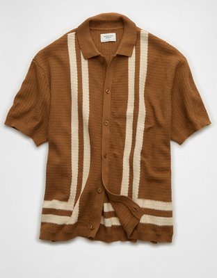 AE Striped Button-Up Sweater Polo