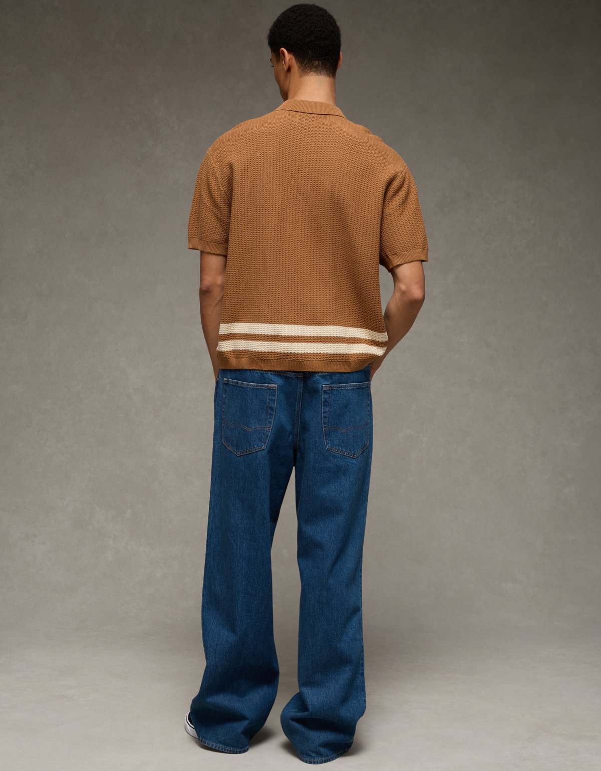 AE Striped Button-Up Sweater Polo - image 2