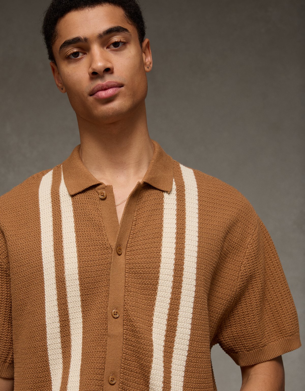 AE Striped Button-Up Sweater Polo - image 5
